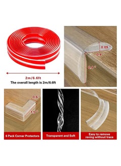 Buy Safety Corner Protector, 6.6ft Edge Protector Strip Clear and 6 Piece Silicone Corner Protectors, Pre-Taped Adhesive Corner Protectors for Cabinets, Fireplace, Tables, Furniture in Saudi Arabia