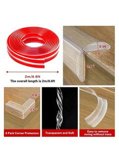 اشتري Safety Corner Protector, 6.6ft Edge Protector Strip Clear and 6 Piece Silicone Corner Protectors, Pre-Taped Adhesive Corner Protectors for Cabinets, Fireplace, Tables, Furniture في السعودية