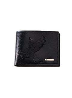 Buy Men's Wallet PU Short Wallet Retro Coin Purse Card Holder Black in Saudi Arabia