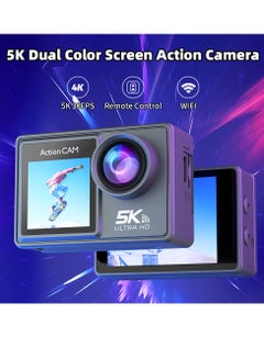 Buy 5K 30fps Sports Camera 2″+1.3″ Dual Sided Touch Screen 30m Waterproof Shakeproof Wifi 2.4g Remote Control With Wireless Microphone in Saudi Arabia