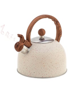 Buy Tea Kettle, Stainless Steel Teapot with Wood Pattern Handle, Whistling Stovepot Teapot for Home 2.5L in Saudi Arabia