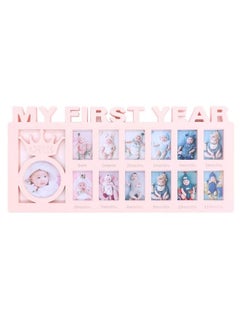 Buy My First Year Photo Moments Baby Keepsake Frame Baby’S First Year Keepsake 12 Months Picture Frames 15 X 7.3 X 0.6 Inches(Pink) in UAE