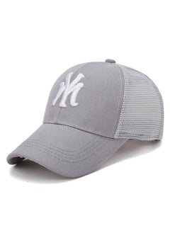 Buy Embroidered Leisure Duck Tongue Hat Fashionable Truck Driver Hat Adjustable Cotton Flat brim Hip Hop Men's and Women's Baseball Hat Sunshade Hat Grey in Saudi Arabia