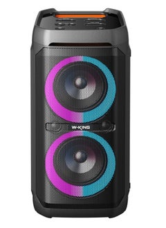 Buy Bluetooth Speaker 100 W Large V5.3, IPX6 Music Box Waterproof Party Soundbox with Deep Bass/110 dB Huge Sound/DSP/Light/ECHO/Microphone and Guitar Slot, Adapter Included, Black in UAE