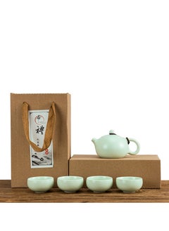 Buy 5-Piece Teacups and Teapot Gift Box Set for Outdoor and Camping Green in UAE