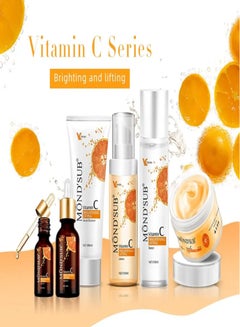Buy 6-Piece Vitamin C Anti-Aging Skin Care Set Orange/White in Saudi Arabia