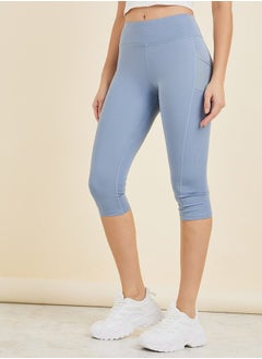 Buy Broad Waistband Mesh Pocket Detail Capri in Saudi Arabia