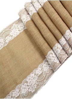 Buy Handmade Lace Table Runner Outdoor Wedding Party Décor Brown/White 180 x 30 cm in UAE