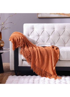 اشتري Ss24 Kosmo Blanket Lightweight Blanket for Living Room Bedroom Bed Couch Chair Sofa Suitable for All Season Orange 130X240Cm في الامارات