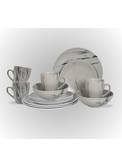 Buy 16-Piece Stoneware Cermamic Dinnerware Set Sand Beige in UAE