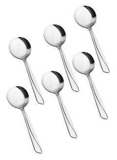 Buy 6-Piece Japanese Stainless Steel Soup Spoon Set Silver in Saudi Arabia