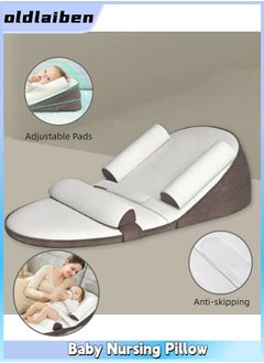 Buy Baby Nursing Pillow, Multi-Functional Original Breastfeeding Pillows, Memory cotton Supportive Cushion, Anti Reflux Pillow, Relieves Vomiting Milk, Intestinal Colic, 0-30° Height Adjustable（Brown） in Saudi Arabia