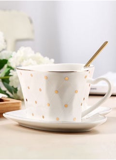 اشتري 3-Piece Heart Shape Ceramic Mug Afternoon Tea Cup With Saucer Spoon في الامارات