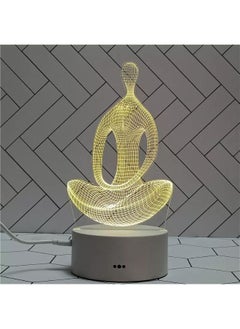 اشتري Meditate Creative Night Light 3D Acrylic Bedroom Small Decorative 3D Lamp Night Lights For Home Decoration في الامارات