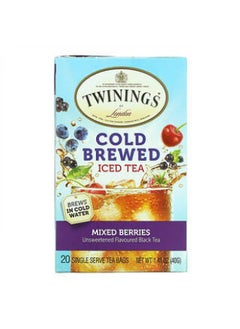 اشتري Twinings, Cold Brewed Iced Tea, Unsweetened Flavoured Black Tea, Mixed Berries, 20 Tea Bags, 1.41 oz (40 g) في الامارات