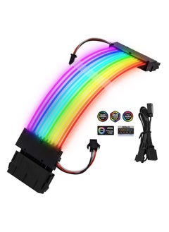 اشتري Power Supply Sleeved Cable, Customization 24 Pin ATX RGB Cable Extension Kit 16AWG, 5V 3Pin Synchronized PSU Cable for RGB Software from All Major Motherboard Cable Management في السعودية