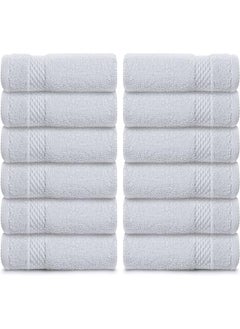 اشتري Luxury Cotton Washcloths - Large Hotel Spa Bathroom Face Towel | 12 Pack | White في السعودية