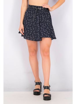 اشتري Women Allover Print Mini Skirt, Navy في السعودية