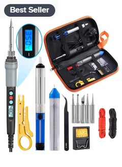 Buy Soldering Iron Kit, 80W LCD Digital Soldering Gun with Adjustable Temperature Controlled, ON-Off Switch, 5pcs Soldering Tips, Solder Wire Tube, Desoldering Pump Welding Tool in Saudi Arabia