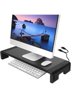 Buy Monitor Stand Multifunctional Monitor Stand Riser With 4 Usb 2.0 Ports Desk Accessories Desktop Organizer Stand Support Charging Office Desk Organizer For Computer Laptop And Printer in Saudi Arabia