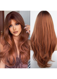 اشتري Orange Wigs For Women Long Auburn Red Wig With Bangs Layered Wigs Red Wigs Auburn Hair Wigs For Women Cosplay Wigs… في السعودية