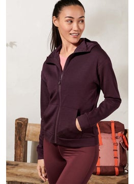 اشتري Women Hooded Solid Long Sleeve Hoodies, Mauve في الامارات