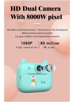 Buy High Definition Mini Instant Film Camera, Children's Polaroid New Thermal Printing Digital Camera, 3 Rolls of Photo Paper and Charger (blue) in Saudi Arabia