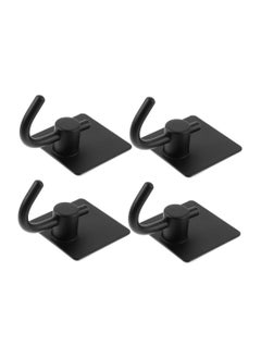 Buy 4Pcs Black Stainless Steel Wall Adhesive Hooks in UAE