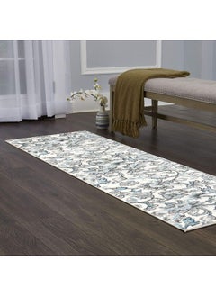 Buy Boho Odesa Runner Area Rug 1'6"X7'2" Ikat Ivory Blue in Saudi Arabia