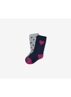 Buy Kids Girls 2 Pairs Of Knee Socks, Navy and Grey and Pink in UAE