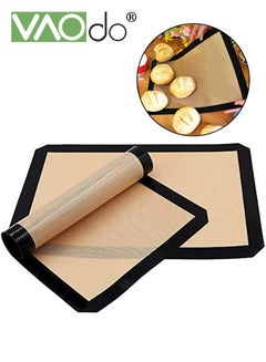Buy 2 Pack Silicone Baking Mat Reusable Baking Mat Non-Stick Food Safe Silicone Mats for Baking Oven Baking Sheet for Making Cookies Macaroons Bread Black in UAE