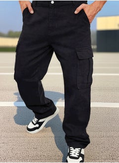 اشتري Black Men's Cargo Pocket Baggy Trousers TMNSS24PL00021 في مصر