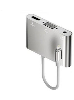 Buy 1080P Lightning to HDMI VGA Audio Adapter for iPhone7 6/6s/5s/iPad iPod HDTV Silver in Saudi Arabia
