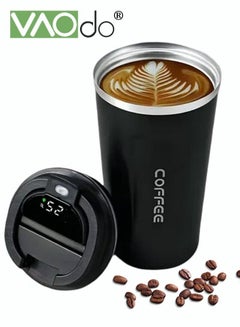Buy 304 Stainless Steel Coffee Cup Led Temperature Display Double Vacuum Insulated Cup Portable Car Tea Cup Black in Saudi Arabia