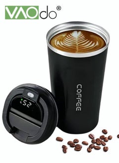 Buy 304 Stainless Steel Coffee Cup Led Temperature Display Double Vacuum Insulated Cup Portable Car Tea Cup Black in Saudi Arabia