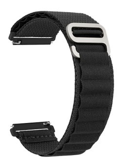 اشتري 20mm Stretch Nylon Metal Alpine Loop Woven Strap for Men Women  Compatible with Samsung Galaxy Watch 4/5/5 pro Band/Active 2 40mm 44mm band/Galaxy Watch 4 Classic 42mm 46mm/Watch 3 41mm Black في مصر