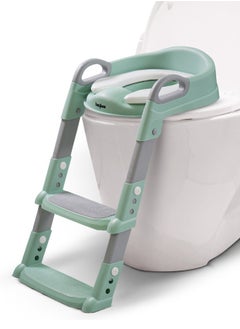 Buy Aura Baby Potty Seat With Ladder For Western Toilets Kids Toilet Potty Training Seat For Baby With Handle Cushion Kids Potty Chair Kids Potty Seat For Baby Kids 2 To 5 Years Boys Girls Green in Saudi Arabia