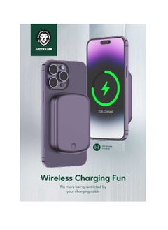 اشتري 10000mAh LUXEMBOURG Compact Powerbank PD 20W Charging 15W Wireless Charging MagSafe Compatible with Power Indicator - Purple في الامارات