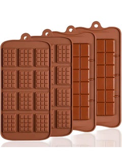 Buy 4 Pack Silicone Chocolate Molds, 2 Types of Break Apart Non-Stick Candy Protein and Energy Bar Mold Baking Tray in Saudi Arabia