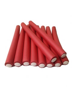 Buy 10-Piece Red Hair Rollers Soft Foam Twist Flex Rods in UAE