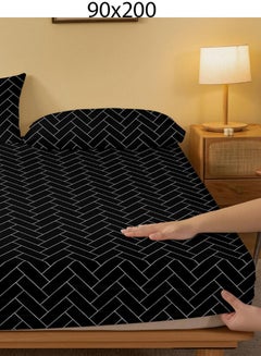 اشتري شرشف سرير مفرد أسود 90x200 سم بدون غطاء وسادة في السعودية
