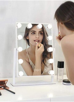 Buy LED Table Top Vanity Mirror with Light Can Be Adjusted in Three Colors in Saudi Arabia