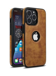 Buy iPhone 12 pro Max Case Luxury Vintage Premium Leather Back Cover Soft Protective Mobile Phone Case for iphone 12pro max 6.7" Brown in Saudi Arabia