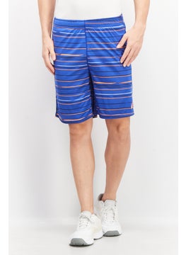 Buy Men Athletic Fit Brand Logo Drawstring Tennis Short, Blue/Orange in Saudi Arabia