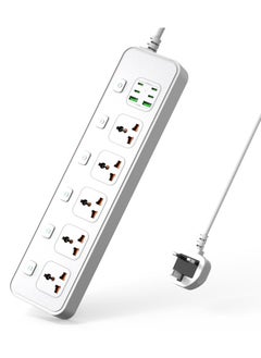 Buy 3M Extension Cord Universal Power Strips 5 AC/ 2 USB A/4 USB C Power strip 6 individual switches Surge Protection For Home office White in UAE