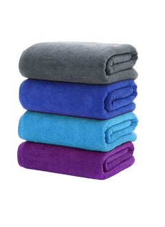 Buy 4-Piece Microfiber Gym Towel/Hand Towel/Face Towel/Car Cleaning Towel 50x90 cm Multicolor in UAE