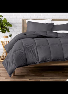 Buy Cotton - Plain - Heavy Comforter - 4Kgs - Down Alternative Filling - (For Matress 180cm/200cm) - Size  (250cm x 240cm) - Dark Grey in Egypt