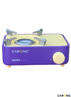 اشتري Portable Camping Gas Stove Double Burner Outdoor Automatic Ignition System Enamel Pan Support Purple في الامارات