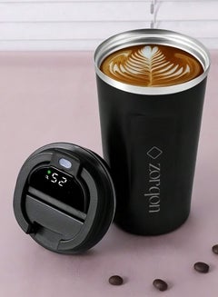 Buy 304 Stainless Steel Single Coffee Mug with Temperature Display - Vacuum Insulated for Hot and Cold Drinks - Portable and Durable Travel Mug Black in UAE