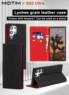 Buy Phone Case Compatible for Samsung Galaxy S22 Ultra Flip Leather Cover in Saudi Arabia